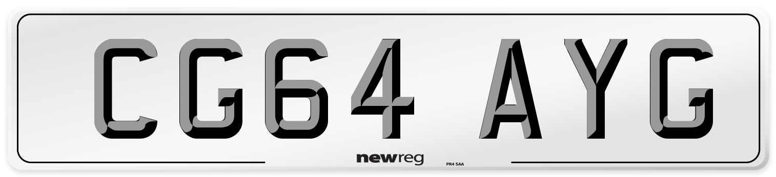 CG64 AYG Number Plate from New Reg
